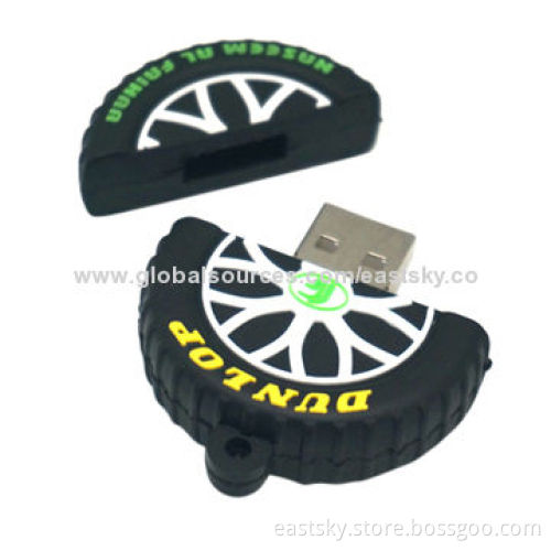 Custom Tire Shape USB flash drive, made of soft PVC material, OEM orders welcome